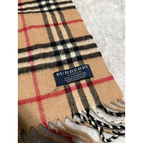 Burberry Cashmere Scarf Classic Nova Check Tan Scarf Unisex Winter Scarves - Picture 4 of 5